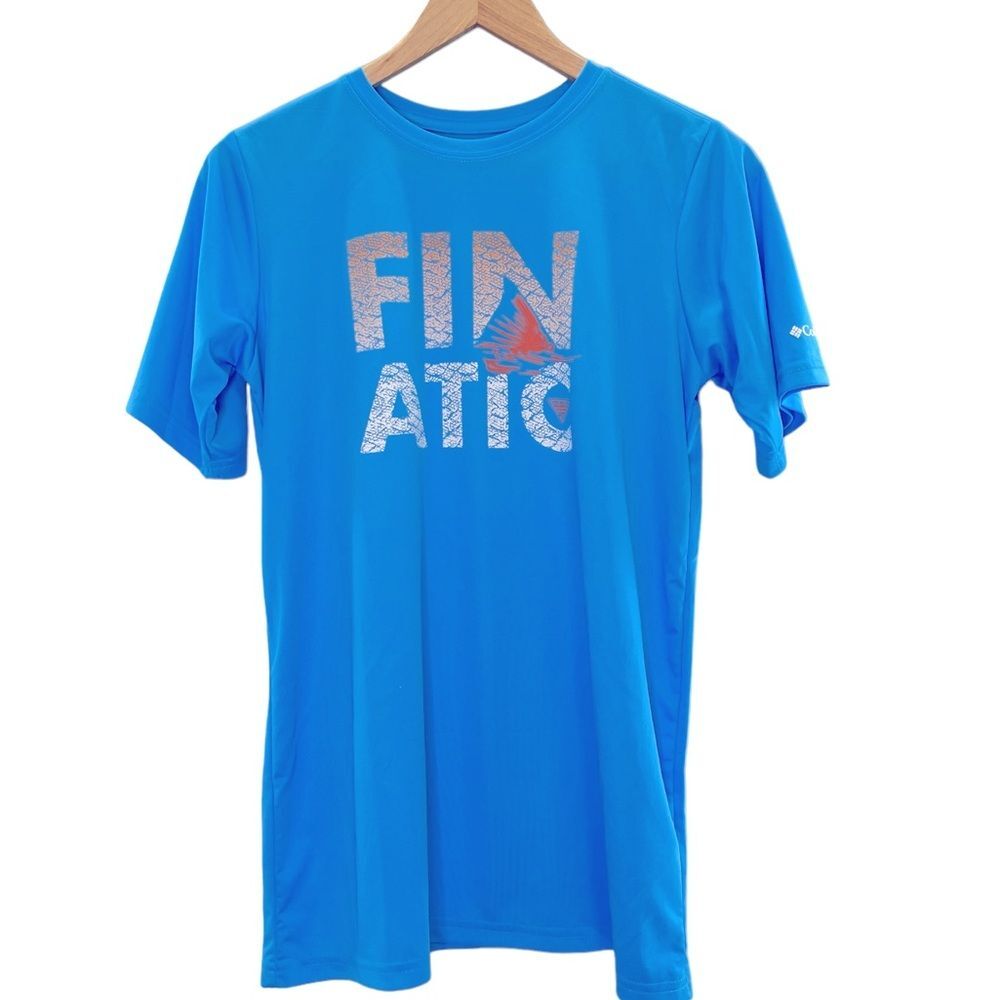 Columbia PFG Light Blue Performance Tee Short Sleeves Size Youth XL 18/20
